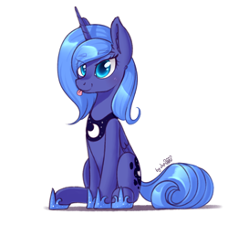 Size: 1284x1261 | Tagged: safe, artist:dsp2003, princess luna, alicorn, pony, base used, blep, cute, female, looking at you, mare, missing accessory, s1 luna, solo, tongue out, white background