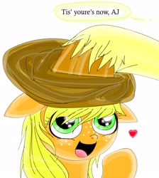 Size: 2302x2574 | Tagged: safe, artist:anime is magic, derpibooru import, applejack, bright mac, earth pony, pony, applejack's hat, cowboy hat, cute, female, filly, hat, jackabetes