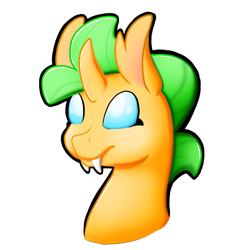 Size: 600x600 | Tagged: safe, artist:demon ascended, derpibooru import, oc, oc only, changeling, bust, changeling oc, digital art, fangs, horn, portrait, simple background, transparent background