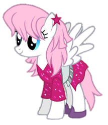 Size: 274x318 | Tagged: safe, artist:deepestclover80, derpibooru import, edit, edited screencap, screencap, pegasus, pony, scare master, background removed, blue eyes, clothes, costume, dress, female, glitter pony, jem, jem and the holograms, mare, not a vector, outfit, pink mane, simple background, solo, transparent background, unnamed character, unnamed pony, white coat