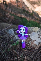 Size: 1280x1920 | Tagged: safe, artist:plastikdarling, derpibooru import, rarity, equestria girls, doll, mountain, photo, precipice, solo, stone, toy