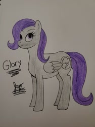 Size: 960x1280 | Tagged: safe, artist:jay_wackal, derpibooru import, oc, oc only, oc:morning glory (project horizons), pegasus, fallout equestria, fallout equestria: project horizons, cute, fanfic art, simple, solo, traditional art