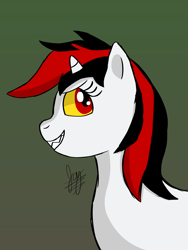 Size: 3150x4200 | Tagged: safe, artist:jay_wackal, derpibooru import, oc, oc:blackjack, pony, unicorn, fallout equestria, fallout equestria: project horizons, fanfic art, grin, smiling, teeth