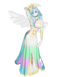 Size: 293x356 | Tagged: safe, artist:monstermaster13, derpibooru import, princess celestia, anthro, 3d, simple background, solo, stretching, transparent background