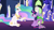 Size: 1280x720 | Tagged: safe, derpibooru import, screencap, princess celestia, spike, twilight sparkle, twilight sparkle (alicorn), alicorn, dragon, pony, celestial advice, female, mare, raised hoof, sitting