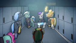 Size: 1280x720 | Tagged: safe, artist:captainhoers, derpibooru import, oc, oc only, oc:rainbow code, pegasus, unicorn, the sunjackers, cyberpunk, female, male, mare, stallion, vulgar