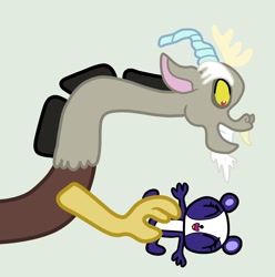 Size: 2696x2720 | Tagged: safe, derpibooru import, discord, draconequus, crossover, littlest pet shop, penny ling, tickle torture, tickling