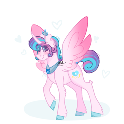 Size: 768x768 | Tagged: safe, artist:valkiria, derpibooru import, princess flurry heart, alicorn, adult flurry heart, blushing, crown, cute, heart, horn, jewelry, looking at you, regalia, simple background, wings