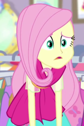 Size: 340x510 | Tagged: safe, derpibooru import, screencap, fluttershy, better together, costume conundrum, equestria girls, cropped, solo