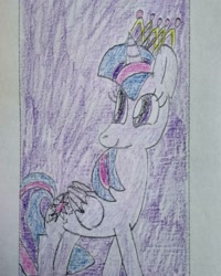 Size: 1080x1350 | Tagged: safe, alternate version, artist:mlp.artist4, derpibooru import, twilight sparkle, twilight sparkle (alicorn), alicorn, pony, female, looking back, mare, solo, traditional art