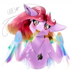 Size: 1795x1751 | Tagged: safe, artist:ellis_sunset, derpibooru import, oc, oc only, pegasus, pony, bust, chest fluff, frog (hoof), jewelry, necklace, paint, pegasus oc, signature, simple background, solo, tongue out, underhoof, white background, wings