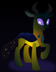 Size: 2800x3600 | Tagged: safe, artist:byteslice, derpibooru import, pharynx, changedling, changeling, .svg available, fluorescent, happy, male, prince pharynx, raised hoof, smiling, solo, svg, vector