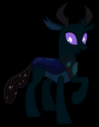 Size: 2800x3600 | Tagged: safe, alternate version, artist:byteslice, derpibooru import, pharynx, changedling, changeling, .svg available, black background, happy, male, prince pharynx, raised hoof, simple background, smiling, solo, svg, vector