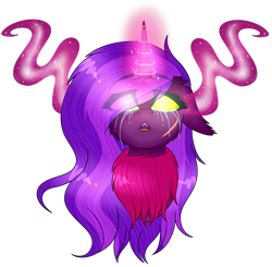 Size: 1757x1719 | Tagged: safe, artist:speedpurple26, derpibooru import, oc, oc:alexandra, alicorn, draconequus, hybrid, glowing eyes, glowing horn, horn, hybrid oc, simple background, solo, sombra eyes, transparent background