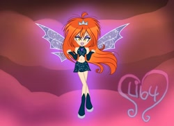 Size: 1280x930 | Tagged: safe, artist:kova360, artist:lumi-infinite64, derpibooru import, equestria girls, barely eqg related, base used, bloom (winx club), clothes, crossover, crown, dark bloom, equestria girls style, equestria girls-ified, fairy, fairy wings, flying, jewelry, magic winx, regalia, shoes, solo, wings, winx, winx club