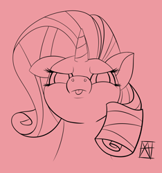 Size: 2480x2651 | Tagged: safe, artist:naen, derpibooru import, rarity, pony, unicorn, :p, angry, cute, female, lineart, looking at you, mare, minimalist, modern art, pink background, raribetes, simple background, solo, tongue out