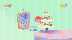 Size: 1024x576 | Tagged: safe, derpibooru import, screencap, pinkie pie, earth pony, pony, my little pony: pony life, pie vs. pie, spoiler:pony life s01e39, cake, cupcake, food, title card