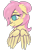 Size: 1150x1500 | Tagged: safe, artist:rhythmpixel, derpibooru import, fluttershy, pegasus, pony, alternate hairstyle, bust, chest fluff, female, floppy ears, hair over one eye, looking away, looking down, mare, no pupils, portrait, simple background, smiling, solo, transparent background, wings