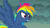 Size: 720x397 | Tagged: safe, derpibooru import, screencap, evil pie hater dash, rainbow dash, demon, demon pony, pegasus, pony, secrets and pies, adorapiehater, animation error, fangs, female, layering fail, looking at something, smiling, solo