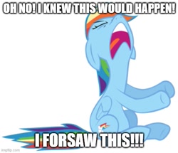 Size: 539x463 | Tagged: safe, derpibooru import, edit, edited screencap, screencap, rainbow dash, pegasus, pony, sonic rainboom (episode), caption, drama queen, female, image macro, mare, meme, misspelling, my life is ruined, rainbowdrama, scout, scream fortress, simple background, sitting, solo, team fortress 2, text, white background