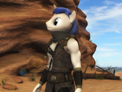 Size: 920x690 | Tagged: safe, artist:gentlemen, derpibooru import, shining armor, anthro, unicorn, 3d, armor, clothes, fantasy, horn, male, solo, source filmmaker