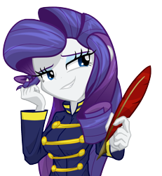 Size: 1200x1300 | Tagged: safe, artist:geraritydevillefort, derpibooru import, rarity, equestria girls, broadway, clothes, female, musical, quill, rarifort, simple background, solo, the count of monte cristo, transparent background, villefort