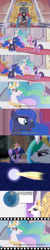 Size: 834x4199 | Tagged: safe, derpibooru import, edit, edited screencap, editor:wangkingfun, screencap, lord tirek, princess cadance, princess celestia, princess luna, twilight sparkle, twilight sparkle (alicorn), alicorn, pony, unicorn, big crown thingy, china, chinese, element of magic, female, jewelry, regalia, to the moon, translation request