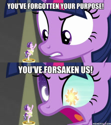 Size: 600x674 | Tagged: safe, derpibooru import, edit, edited screencap, screencap, starlight glimmer, twilight sparkle, twilight sparkle (alicorn), alicorn, pony, unicorn, a royal problem, caption, image macro, samurai jack, text