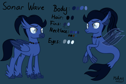 Size: 12000x8000 | Tagged: safe, artist:mihaynoms, derpibooru import, oc, oc:sonar wave, hippogriff, seapony (g4), blind, commission, reference sheet, simple background