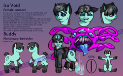 Size: 1860x1150 | Tagged: safe, artist:leastways, derpibooru import, oc, oc only, oc:iso, unicorn, beholder, female, horn, reference, reference sheet, unicorn oc