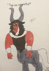 Size: 884x1280 | Tagged: safe, artist:whistle blossom, derpibooru import, lord tirek, centaur, dialogue, looking at you, male, signature, simple background, solo, talking to viewer, traditional art, white background