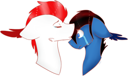 Size: 2221x1337 | Tagged: safe, artist:toptian, derpibooru import, oc, oc only, earth pony, pony, bust, crying, duo, earth pony oc, eyes closed, male, simple background, stallion, white background