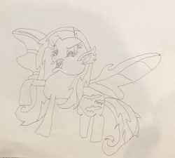 Size: 2171x1951 | Tagged: safe, artist:whistle blossom, derpibooru import, fluttershy, bat pony, bat ponified, female, flutterbat, mare, monochrome, race swap, simple background, solo, traditional art, white background