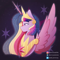 Size: 3000x3000 | Tagged: safe, artist:buttercupbella5182, derpibooru import, princess twilight 2.0, twilight sparkle, twilight sparkle (alicorn), alicorn, pony, the last problem, bust, ethereal mane, female, jewelry, mare, peytral, solo, starry mane, tiara