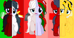 Size: 1374x700 | Tagged: safe, derpibooru import, oc, alicorn, earth pony, pegasus, unicorn, arcee, base, baseedit, bumbelbee, cutie mark, ironhide, photo, ratchet, sideswipe, wheeljack