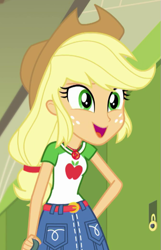 Size: 445x693 | Tagged: safe, derpibooru import, screencap, applejack, better together, equestria girls, a queen of clubs, cropped, female, solo