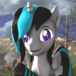 Size: 1000x1000 | Tagged: safe, artist:christian69229, derpibooru import, oc, oc only, oc:luke quint, alicorn, pony, 3d, alicorn oc, bust, clothes, horn, looking at you, male, portrait, socks, solo, source filmmaker, stallion, striped socks, wings