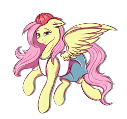 Size: 1898x1786 | Tagged: safe, artist:shamy-crist, derpibooru import, fluttershy, pegasus, pony, 90s grunge fluttershy, cap, clothes, female, hat, shirt, simple background, solo, transparent background