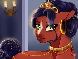 Size: 4160x3120 | Tagged: safe, derpibooru import, oc, oc:cherry, earth pony, pony, accessories, ear piercing, earring, earth pony oc, female, jewelry, mare, necklace, piercing, pony oc, tiara