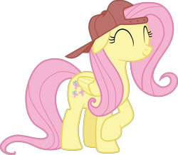 Size: 4000x3486 | Tagged: safe, artist:calinou, derpibooru exclusive, derpibooru import, fluttershy, pegasus, pony, .svg available, 90s grunge fluttershy, backwards cap, baseball cap, cap, cute, eyes closed, female, gameloft interpretation, hat, inkscape, mare, one leg raised, simple background, smiling, solo, transparent background, vector