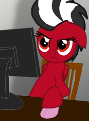 Size: 333x454 | Tagged: safe, artist:lynnthenerdkitty, derpibooru import, oc, oc:shatter, pegasus, pony, base, base used, computer, computer mouse, floppy ears, ponified, solo, transformers, unamused