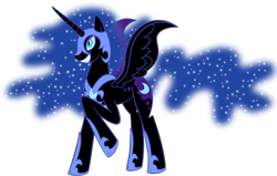 Size: 1400x890 | Tagged: safe, artist:albinon, derpibooru import, nightmare moon, commission, commissioner:reversalmushroom, simple background, solo, transparent background