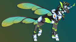 Size: 2825x1573 | Tagged: safe, artist:seffiron, derpibooru import, oc, oc:jungle fever, hybrid, magical lesbian spawn, male, offspring, parent:queen chrysalis, parent:zecora, solo