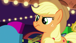 Size: 1280x720 | Tagged: safe, derpibooru import, screencap, applejack, earth pony, pony, viva las pegasus, applejerk, applewimp, arrogance, arrogant, conceit, conceited, coward, disapproval, female, hypocrisy, hypocrite, mare, sin of pride, snorting, solo