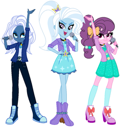 Size: 815x854 | Tagged: safe, artist:sarahalen, derpibooru import, night glider, sugar belle, trixie, equestria girls, alternate universe, equestria girls-ified