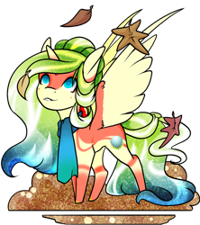 Size: 1600x1803 | Tagged: safe, artist:oneiria-fylakas, derpibooru import, oc, oc:gaya, alicorn, pony, chibi, female, leaf, mare, simple background, solo, transparent background