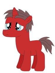 Size: 2448x3264 | Tagged: safe, artist:supahdonarudo, derpibooru import, oc, oc only, oc:ironyoshi, unicorn, colt, male, sad, simple background, transparent background, younger