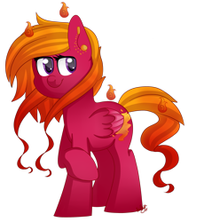 Size: 2350x2552 | Tagged: safe, artist:regkitty, derpibooru import, earth pony, pony, commission, female, fire, simple background, solo, transparent background