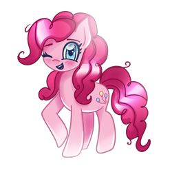 Size: 2446x2414 | Tagged: safe, artist:melanyschaffer, derpibooru import, pinkie pie, earth pony, pony, female, high res, mare, one eye closed, simple background, smiling, solo, transparent background, wink