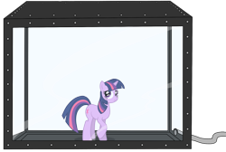 Size: 900x604 | Tagged: safe, artist:scinstigator, artist:scintillant-h, derpibooru import, twilight sparkle, unicorn twilight, pony, unicorn, female, fish tank, looking at you, mare, nervous, solo